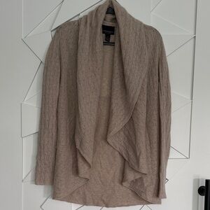 Cynthia Rowley Taupe Draped Cable Knit Open Cardigan